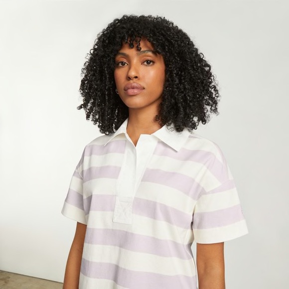 NWOT Everlane The Retro Jersey Polo. Size XS. Pale Orchid/Canvas. - Picture 3 of 9